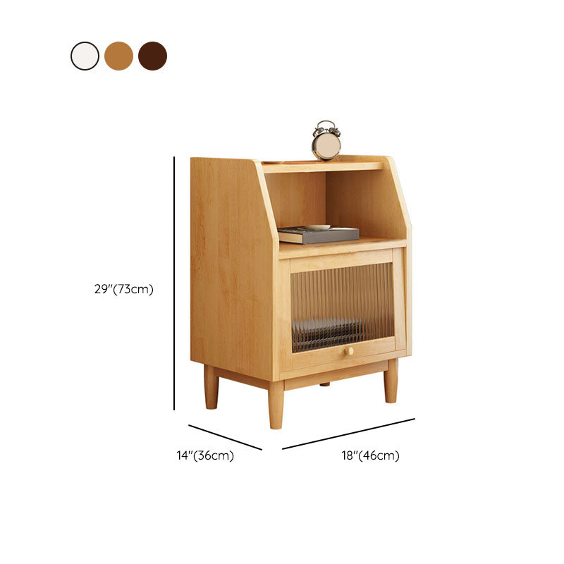 Contemporary 1 Door Standard Nightstand Solid Wood Kids Bedside Table