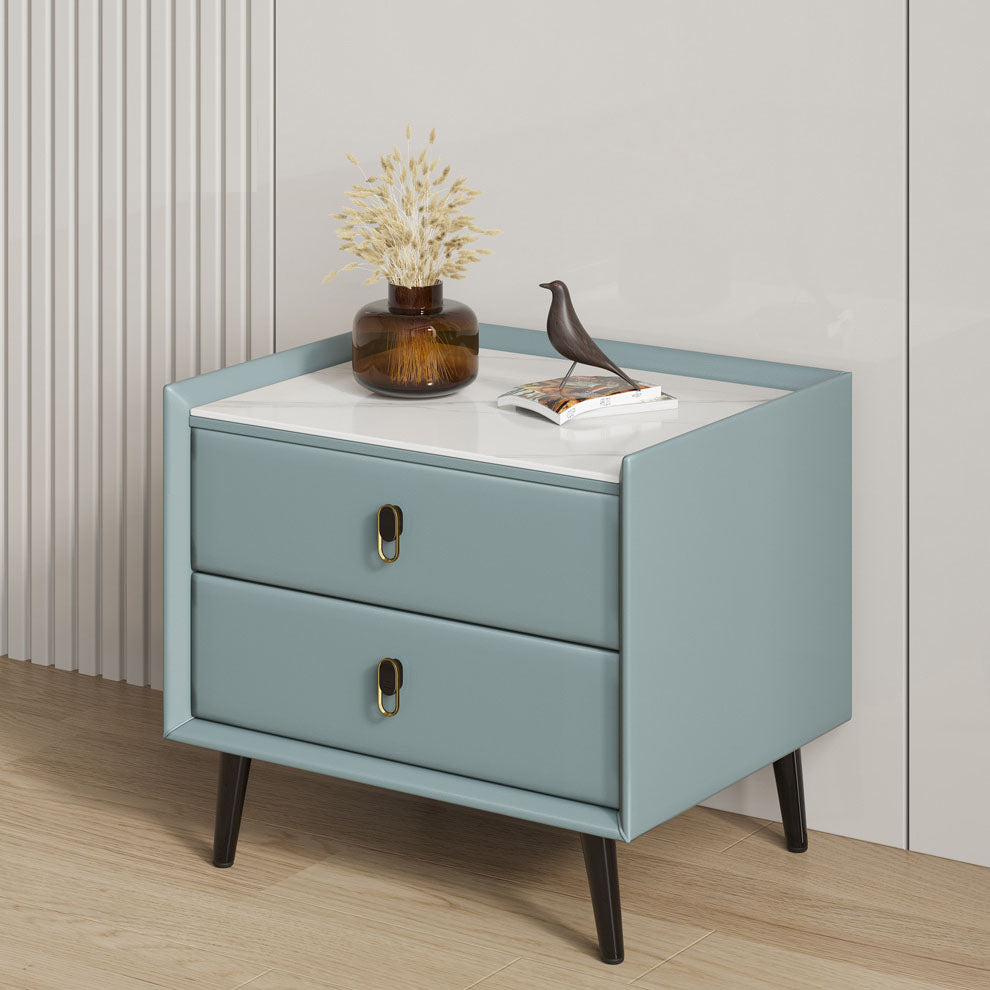 Slate Top Standard Nightstand Solid Wood 2 Drawers Kids Bedside Table