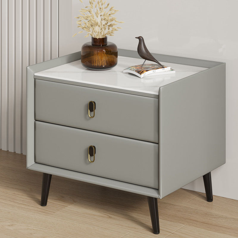 Slate Top Standard Nightstand Solid Wood 2 Drawers Kids Bedside Table