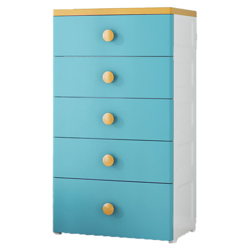 Scandinavian Chest Kids Nightstand Plastic Nursery Dresser with 5 Drawers