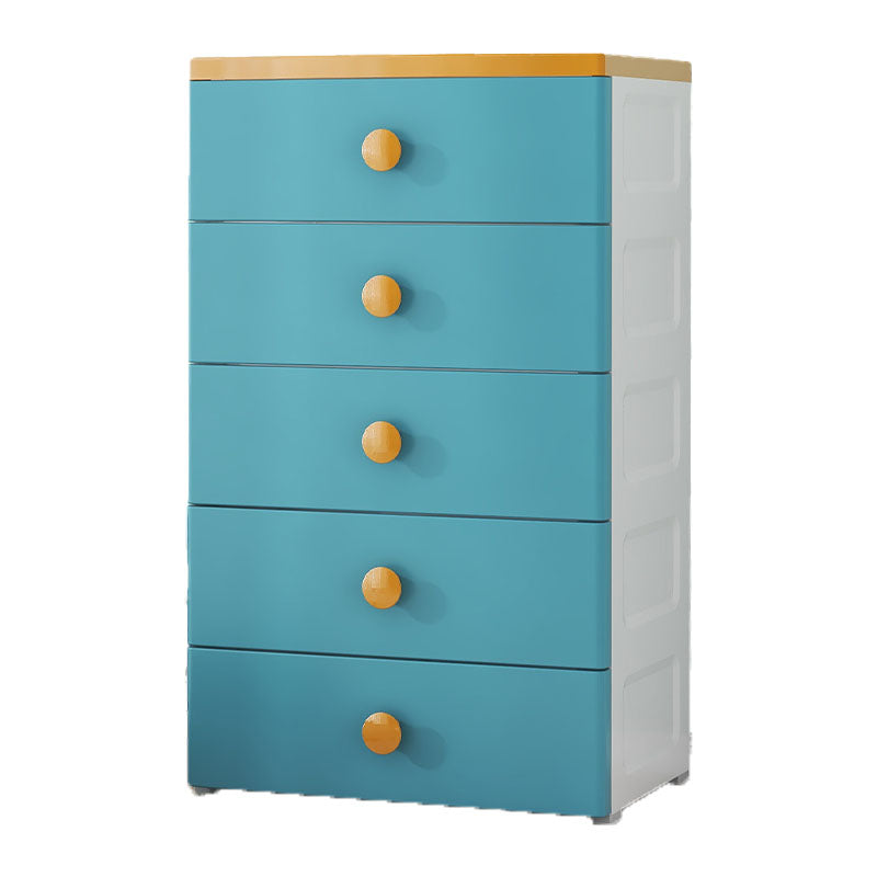 Scandinavian Chest Kids Nightstand Plastic Nursery Dresser with 5 Drawers