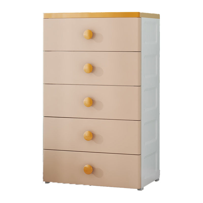 Scandinavian Chest Kids Nightstand Plastic Nursery Dresser with 5 Drawers