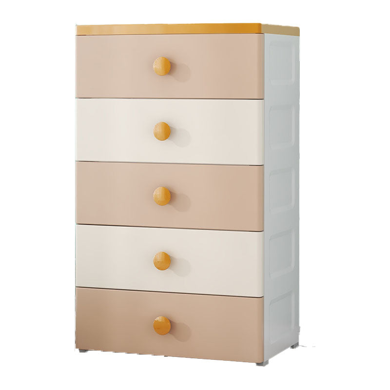 Scandinavian Chest Kids Nightstand Plastic Nursery Dresser with 5 Drawers