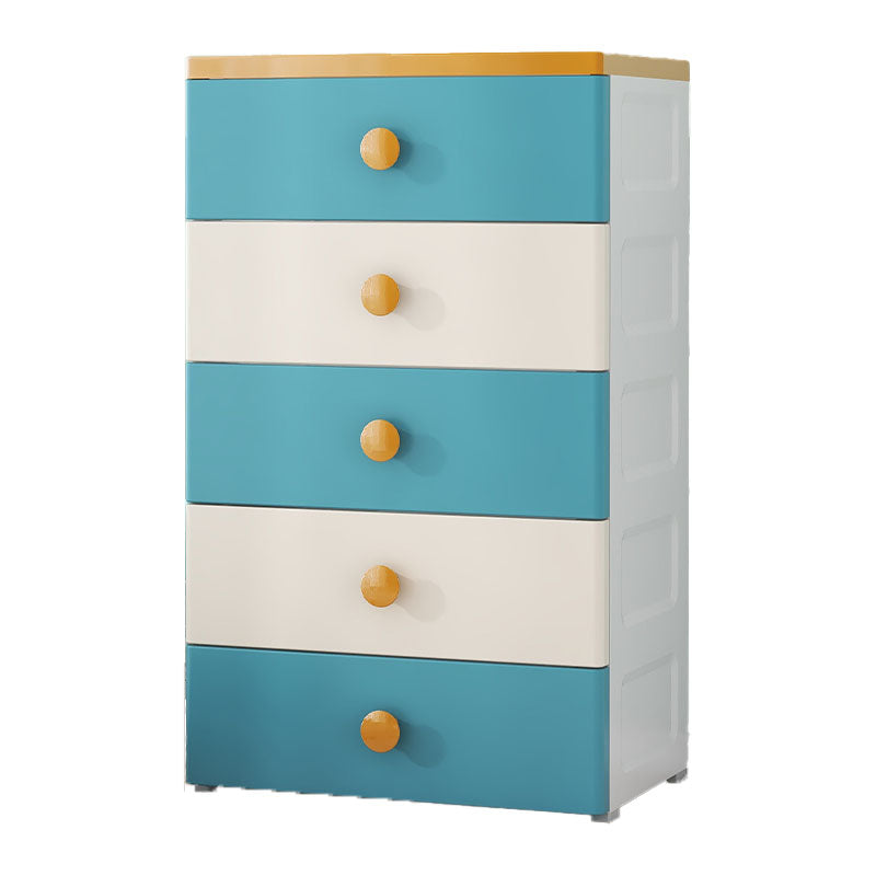 Scandinavian Chest Kids Nightstand Plastic Nursery Dresser with 5 Drawers