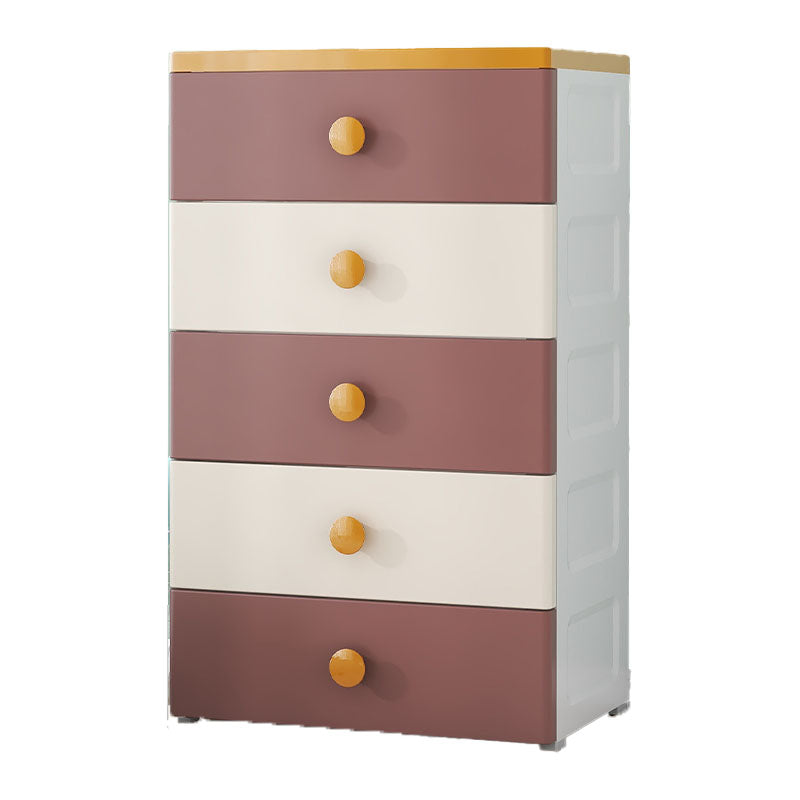 Scandinavian Chest Kids Nightstand Plastic Nursery Dresser with 5 Drawers