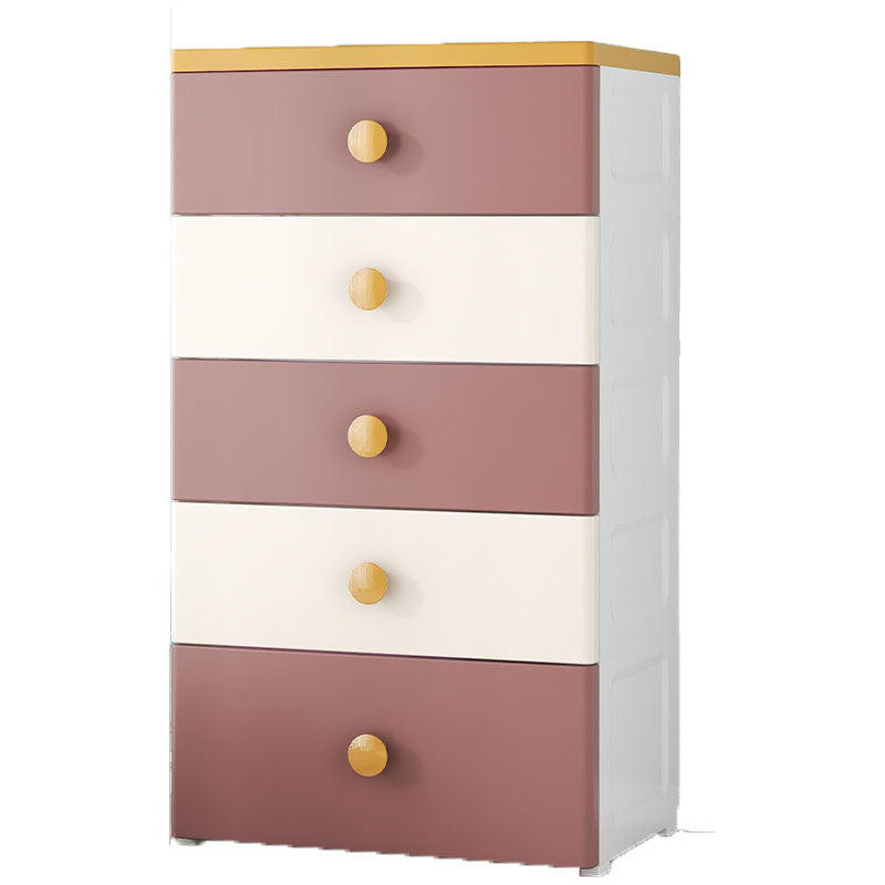 Scandinavian Chest Kids Nightstand Plastic Nursery Dresser with 5 Drawers