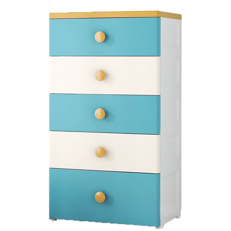 Scandinavian Chest Kids Nightstand Plastic Nursery Dresser with 5 Drawers