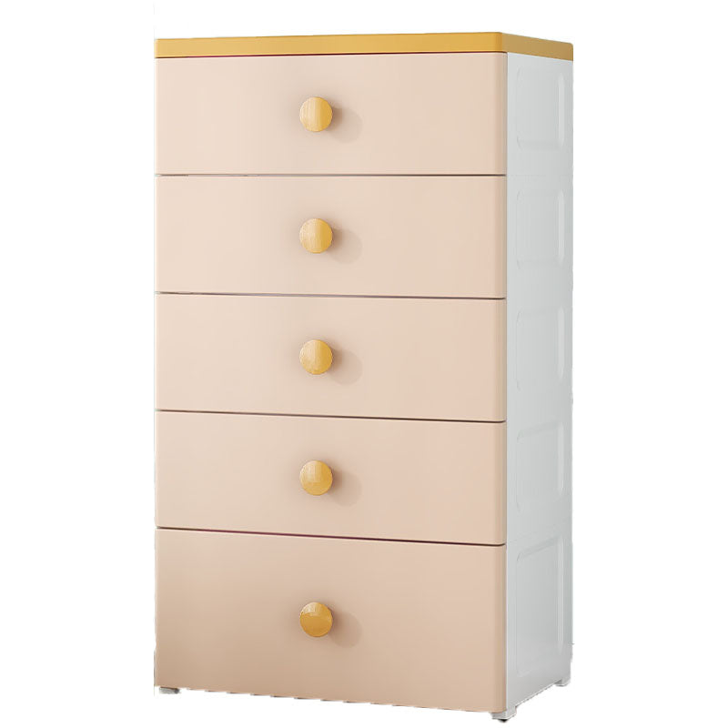 Scandinavian Chest Kids Nightstand Plastic Nursery Dresser with 5 Drawers