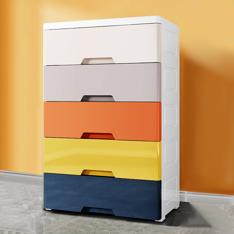 Modern Style Kids Nightstand Plastic Nursery Dresser with 5/6 Drawers