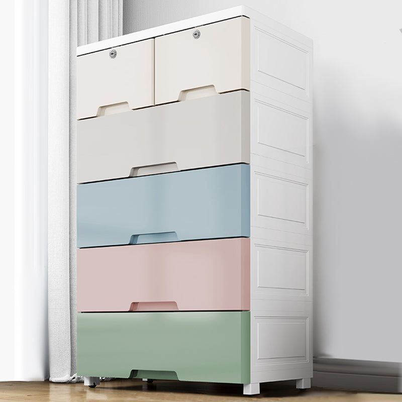 Modern Style Kids Nightstand Plastic Nursery Dresser with 5/6 Drawers