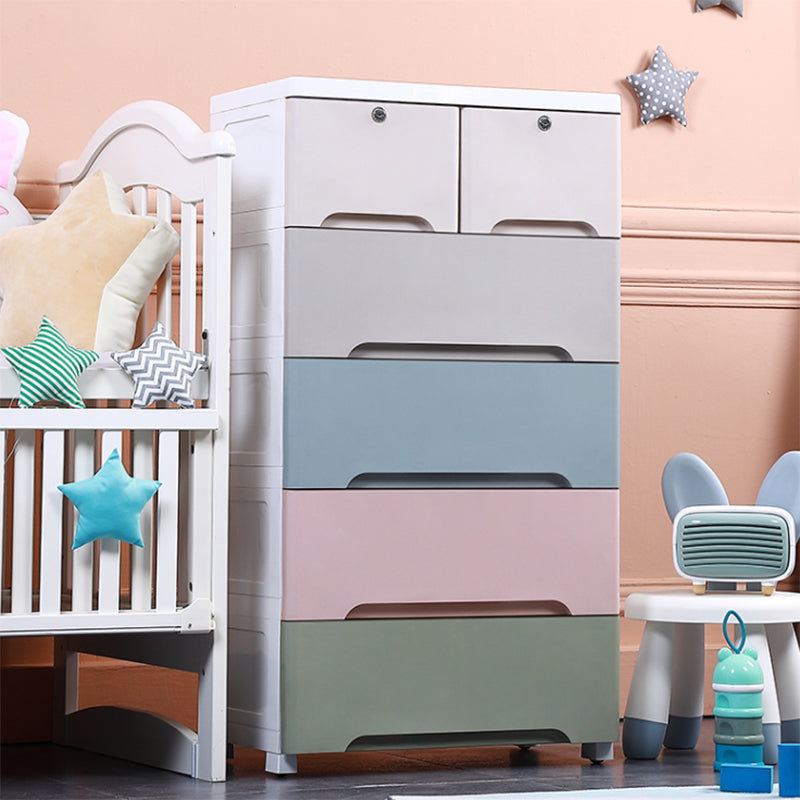 Scandinavian 6 Drawers Kids Nightstand Vertical Nursery Dresser