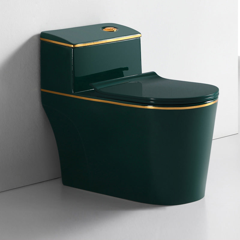 Traditional Green Ceramic Flush Toilet Floor Mounted Urine Toilet for Washroom