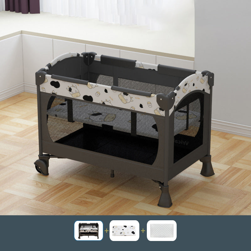 Standard Size Assembled Baby Crib Folding Crib with Guardrails