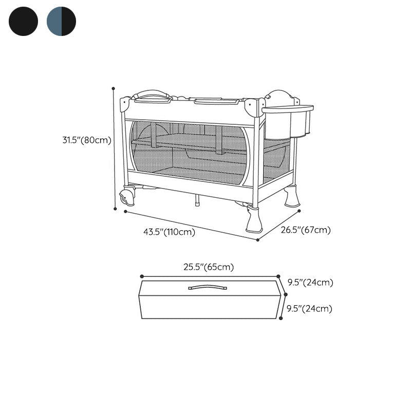 Standard Size Assembled Baby Crib Folding Crib with Guardrails