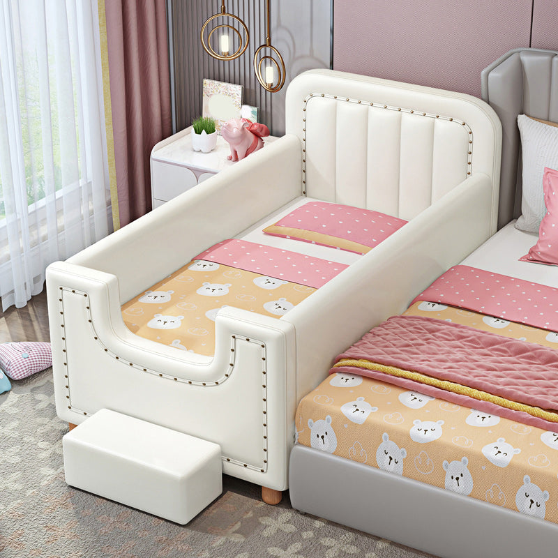 Wood Frame Nursery Bed White Baby Crib with Guard and Mattress