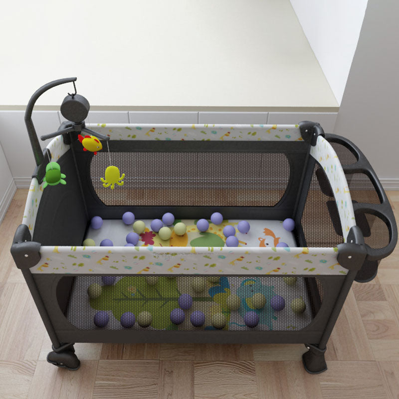 Modern Portable Baby Crib Toddler Guard Rails Included Nursery Crib