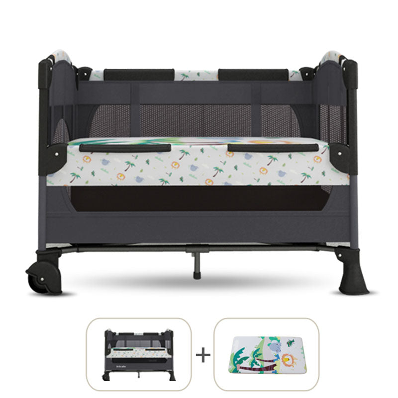 Modern Portable Baby Crib Toddler Guard Rails Included Nursery Crib