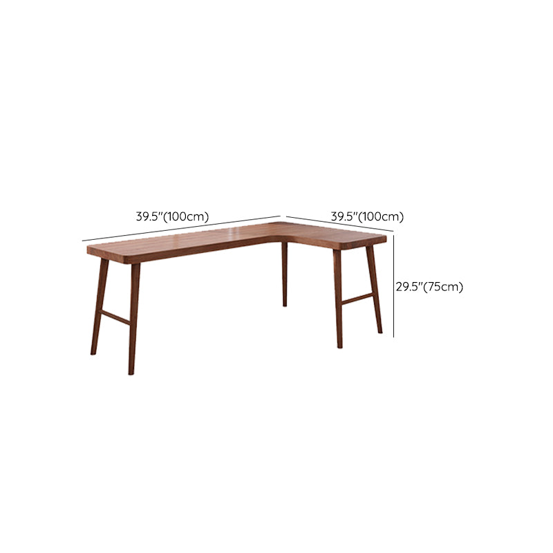 Modern Solid Wood Office Desk L-Shape Task Desks with 5-Legs for Home