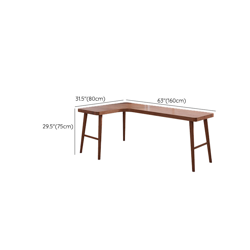 Modern Solid Wood Office Desk L-Shape Task Desks with 5-Legs for Home