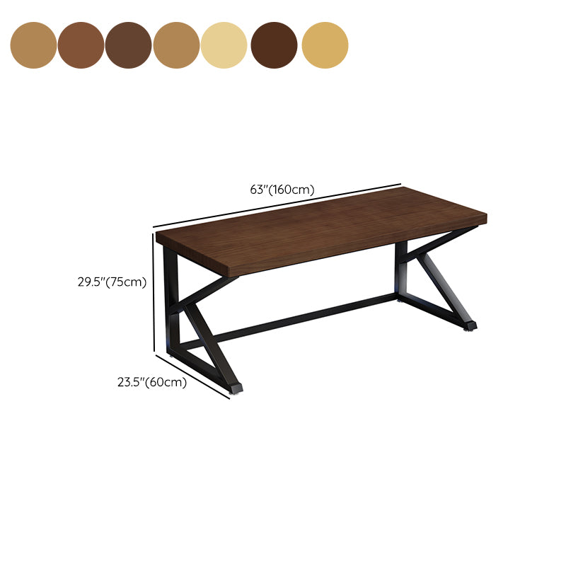 Contemporary Office Desk Solid Wood Computer Desk with Metal Legs