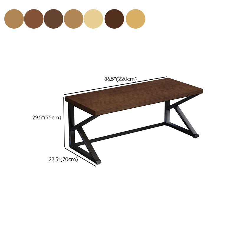 Contemporary Office Desk Solid Wood Computer Desk with Metal Legs