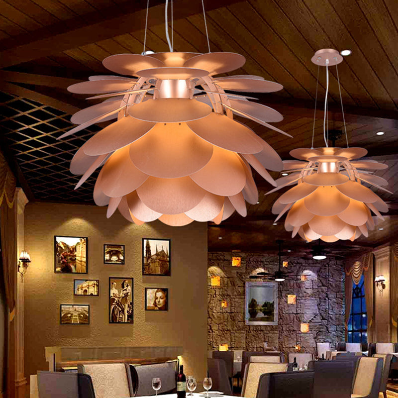 Pinecone Metal Hanging Pendant Contemporary 1 Light Copper Finish Ceiling Suspension Lamp for Restaurant