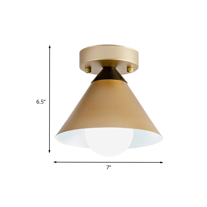 Conical Ceiling Mounted Fixture Modernist Metallic 1-Light Gold Finish Flushmount Light