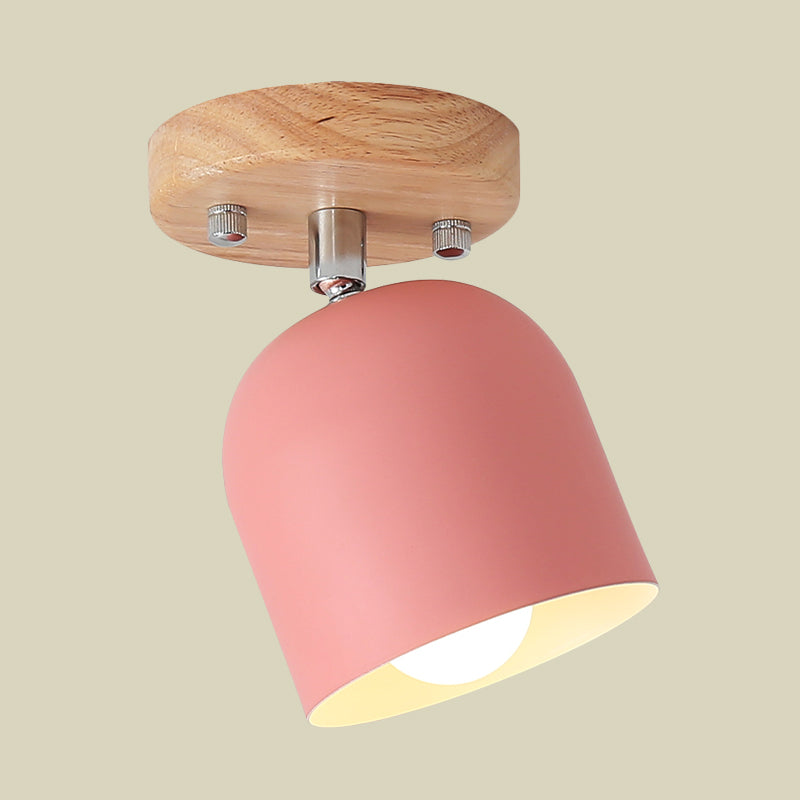 Bell Iron Shade Halbblütigbeleuchtung Makkaron 1-Köpfen rosa Finish Rotatable Deckenlampe