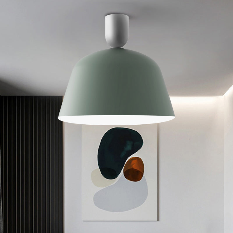 10 "/12" largo 1 camera da letto leggera semifulto macaron galfaccia verde lampada a soffitto con tonalità di ferro ciotola