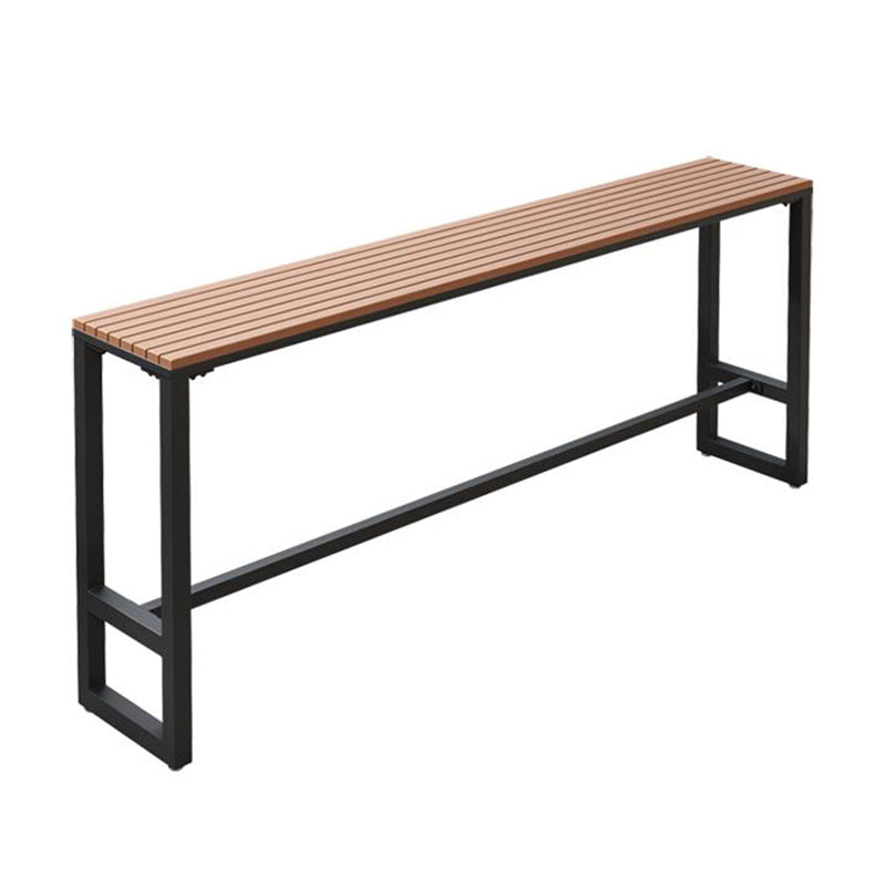 Industrial Rectangle Patio Table Fuax Wood Water Resistant Bar Table