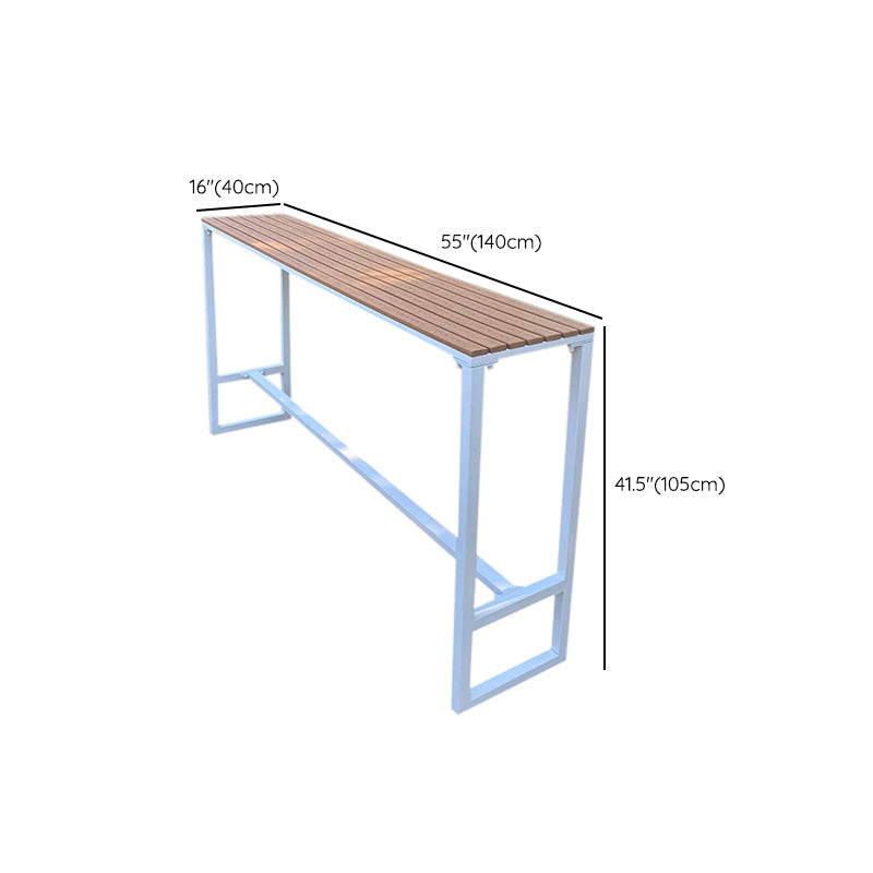 Manufactured Wood Water Resistant Patio Table Industrial Rectangle Bar Table in Brown