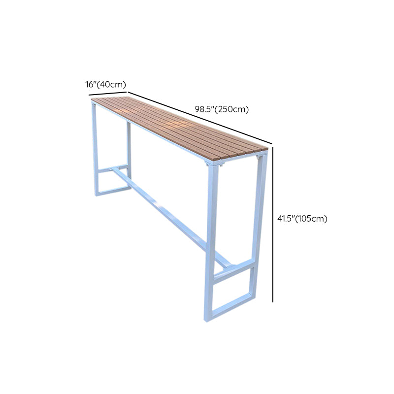 Manufactured Wood Water Resistant Patio Table Industrial Rectangle Bar Table in Brown