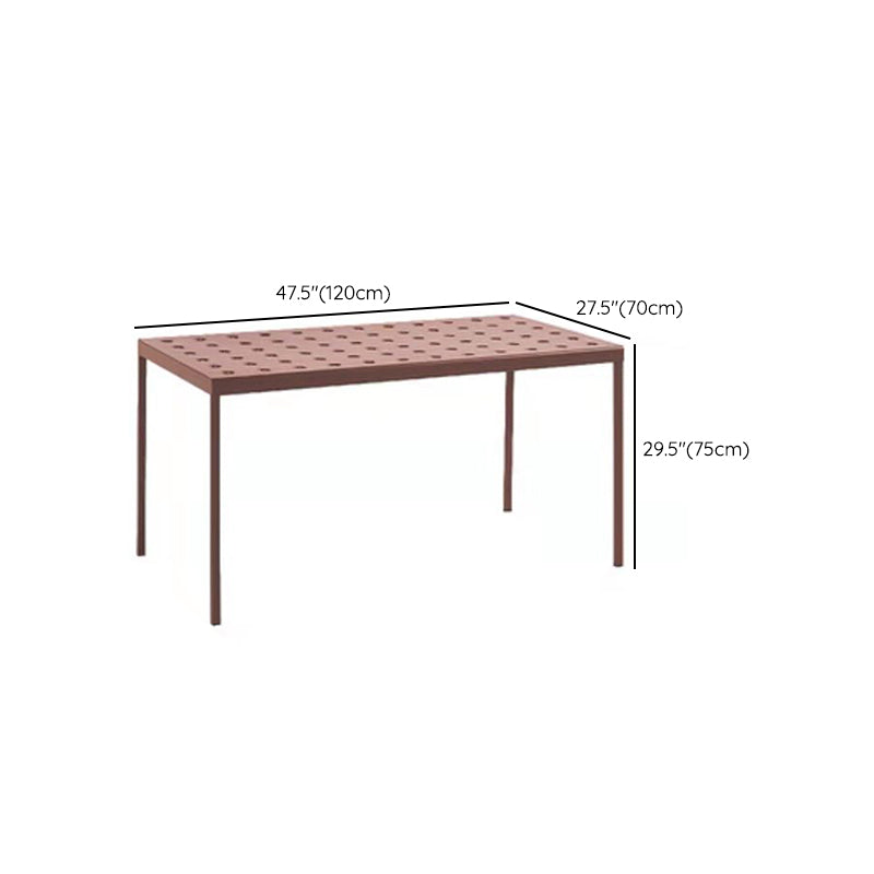 Contemporary Red Metal Patio Table Water Resistant Coffee Table