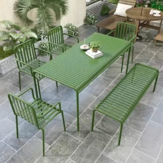 Metal Green Contemporary Coffee Table Water Resistant Patio Table