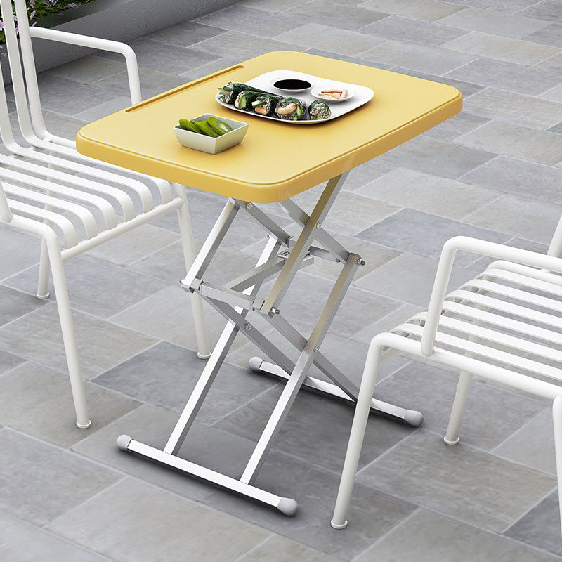 Matte Finish Plastic Camping Table Contemporary Patio Table with Metal Frame