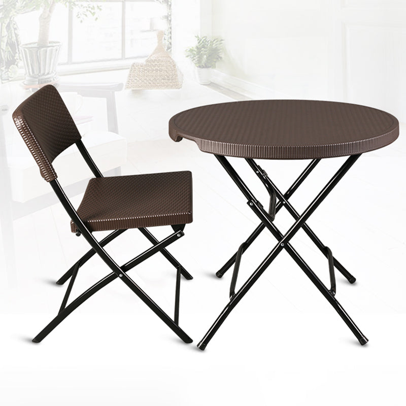 Dark Brown Plastic Camping Table Contemporary Foldable Patio Table