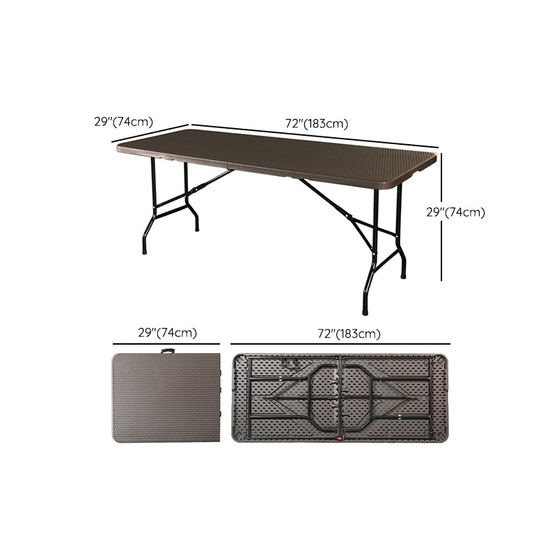 Dark Brown Plastic Camping Table Contemporary Foldable Patio Table