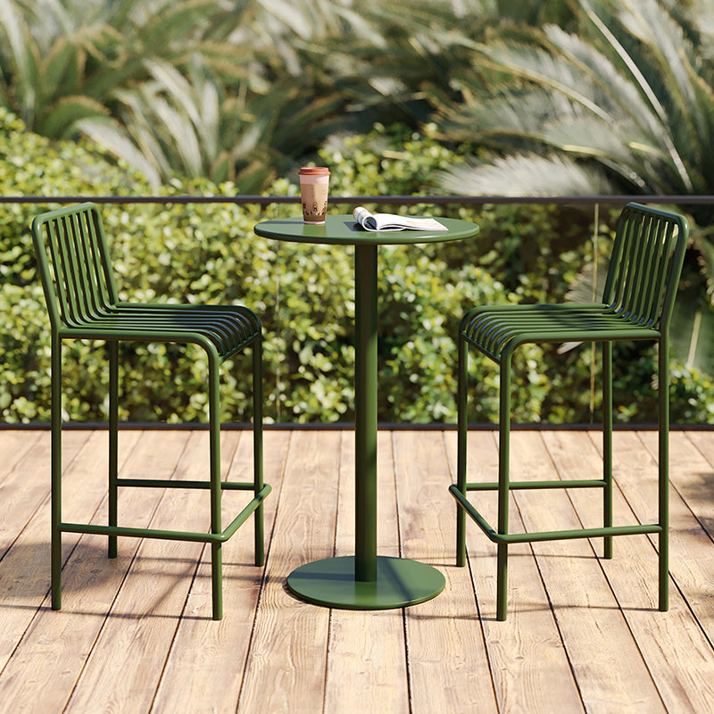 Outdoor Table with Pedestal Base Metal Table - 24" W X 24" L X 41" H