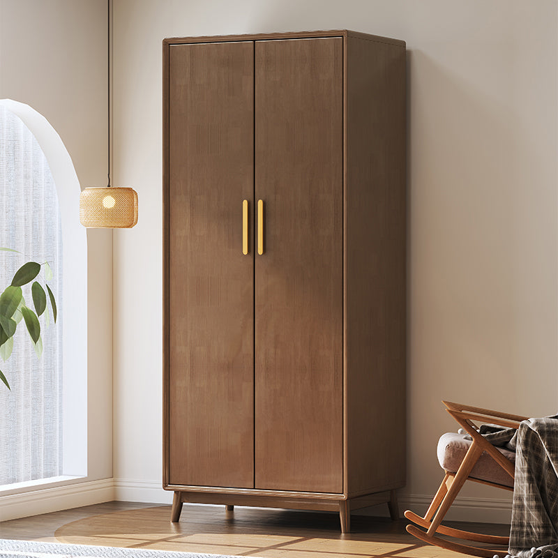 Rubberwood Solid Wood Armoire Cabinet Bedroom Youth Armoire with Garment Rod