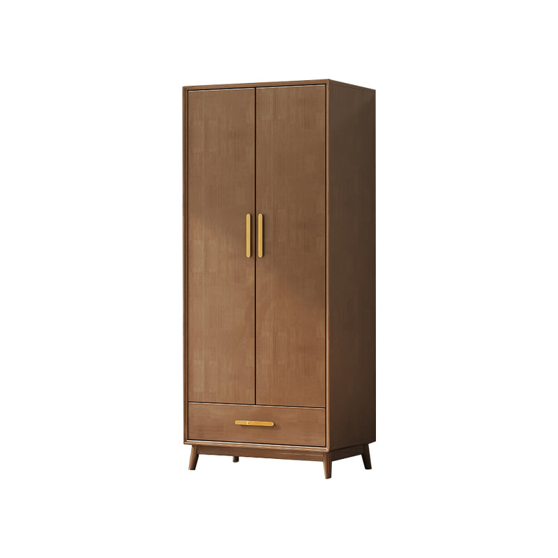 Rubberwood Solid Wood Armoire Cabinet Bedroom Youth Armoire with Garment Rod