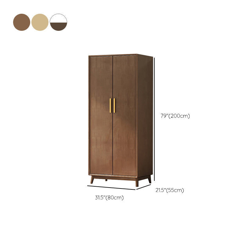 Rubberwood Solid Wood Armoire Cabinet Bedroom Youth Armoire with Garment Rod