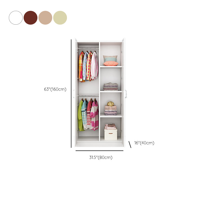 Wooden Kids Closet Cloth Rod Included Wardrobe Closet with Doors