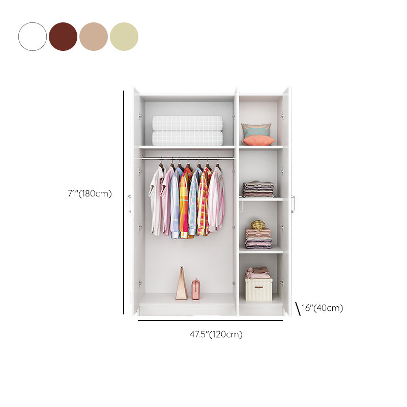 Wooden Kids Closet Cloth Rod Included Wardrobe Closet with Doors