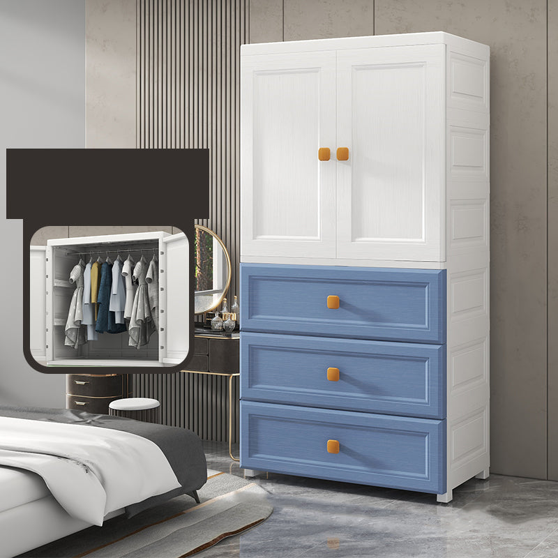 Plastic Freestanding Wardrobe Armoire Multifunctional Wardrobe with Lower Storage Drawers