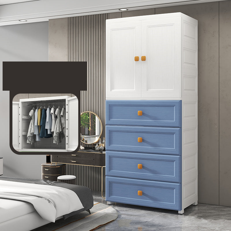 Plastic Freestanding Wardrobe Armoire Multifunctional Wardrobe with Lower Storage Drawers