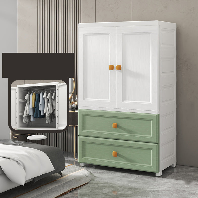 Plastic Freestanding Wardrobe Armoire Multifunctional Wardrobe with Lower Storage Drawers