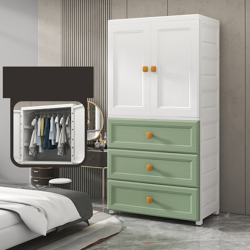 Plastic Freestanding Wardrobe Armoire Multifunctional Wardrobe with Lower Storage Drawers