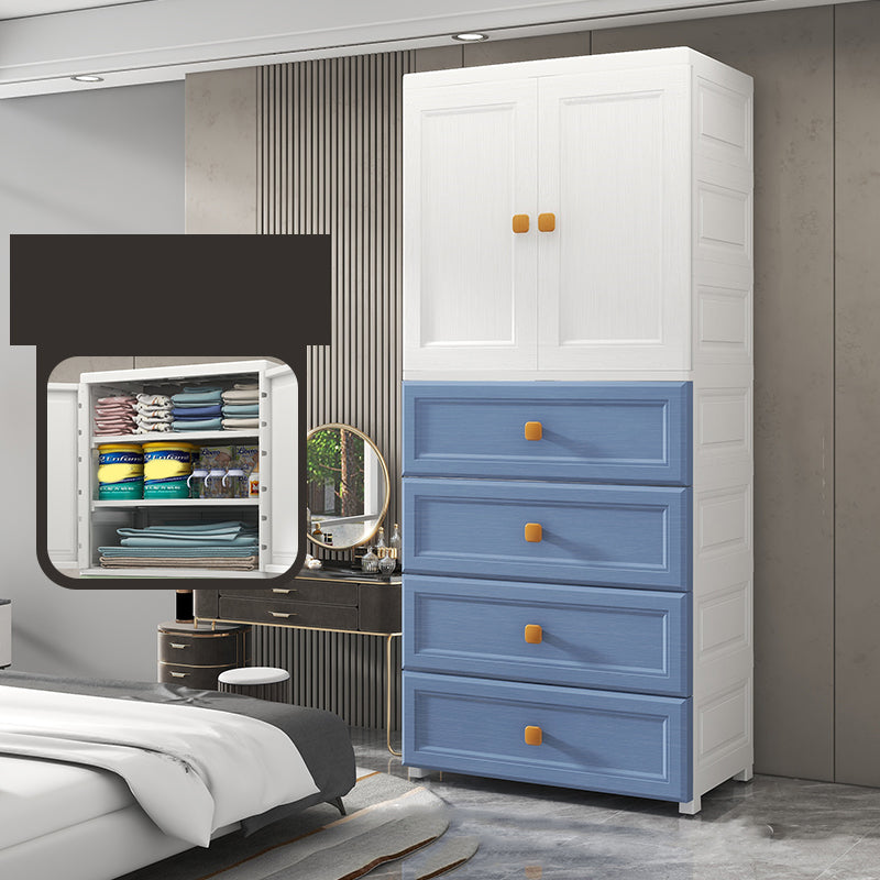 Plastic Freestanding Wardrobe Armoire Multifunctional Wardrobe with Lower Storage Drawers