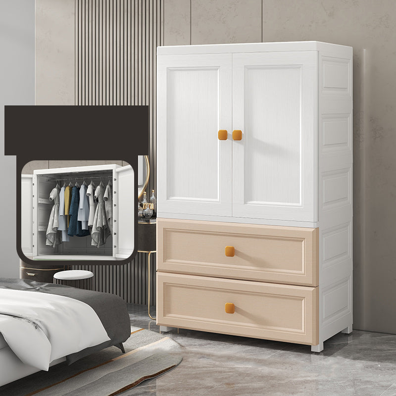 Plastic Freestanding Wardrobe Armoire Multifunctional Wardrobe with Lower Storage Drawers