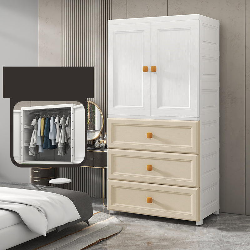 Plastic Freestanding Wardrobe Armoire Multifunctional Wardrobe with Lower Storage Drawers